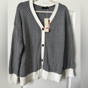 Blue and White Chevron Sweater